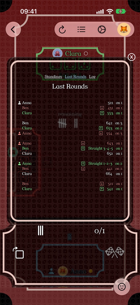 Scoreboard during a game